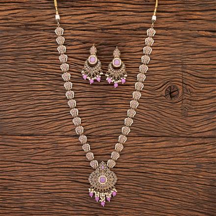 Antique Reverse Ad Stone Necklace With Mehndi Plating