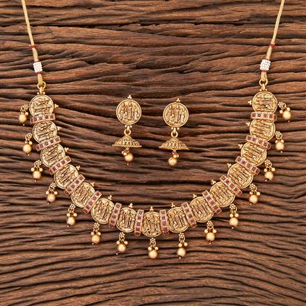 Antique South Indian Necklace With Matte Gold Plating