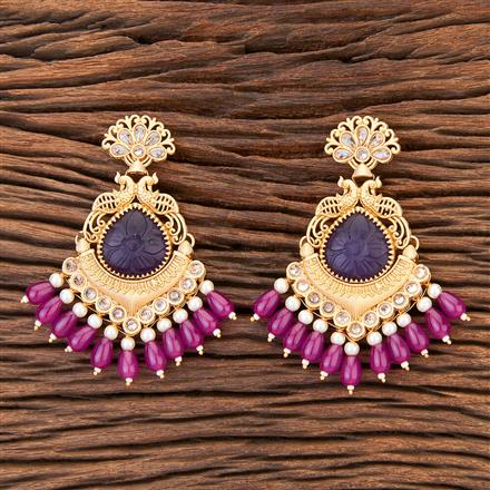 Antique Long Earring With Matte Gold Plating
