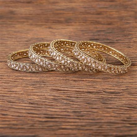 Antique Reverse Ad Stone Bangles With Mehndi Plating