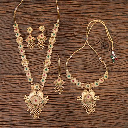 Antique Combo Necklace Set With Matte Gold Plating