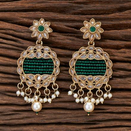 Antique Reverse Ad Stone Earring With Mehndi Plating