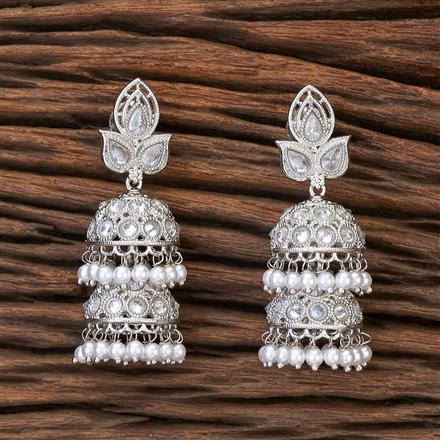 Antique Jhumki With Rhodium Plating