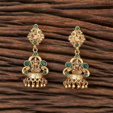 Antique Peacock Earring With Matte Gold Plating