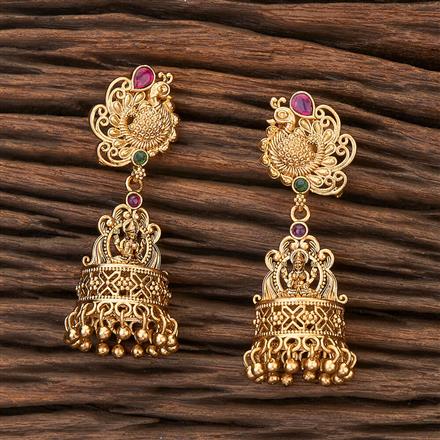 Antique Jhumki With Matte Gold Plating