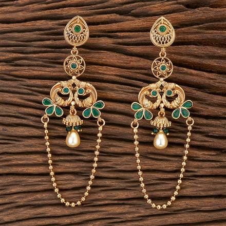 Antique Earring With Chain With Gold Plating