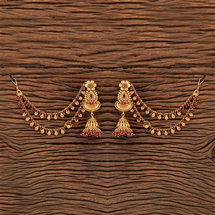 Antique Earring With Chain With Matte Gold Plating