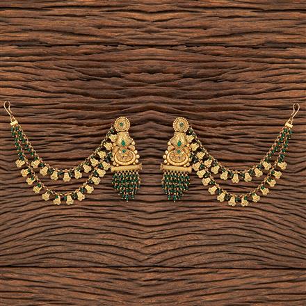 Antique Earring With Chain With Matte Gold Plating