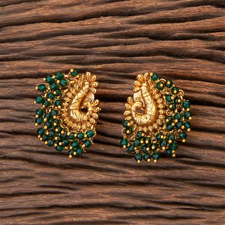 Antique Peacock Earring With Matte Gold Plating