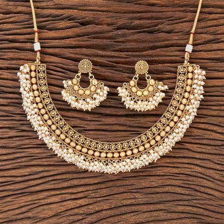 Antique Pearl Necklace With Gold Plating