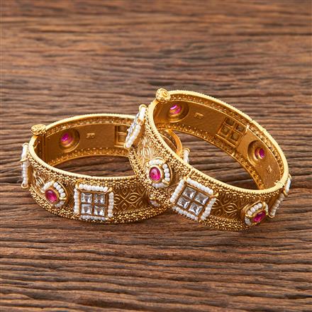 Antique Openable Bangles With Matte Gold Plating