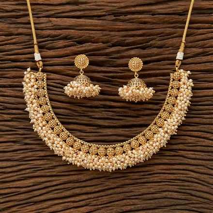 Antique Moti Necklace With Gold Plating