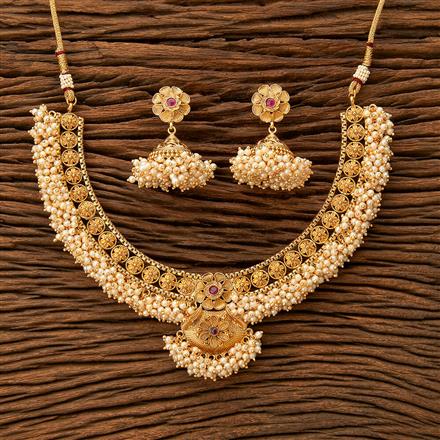 Antique Moti Necklace With Gold Plating