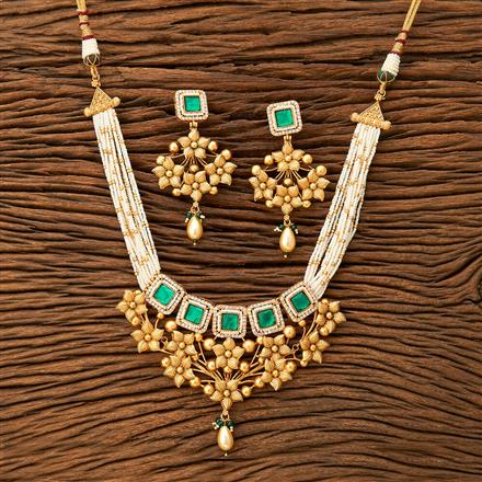 Antique Mala Necklace With Matte Gold Plating