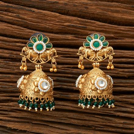 Antique Jhumki With Matte Gold Plating