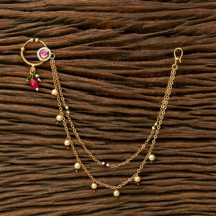 Antique Moti Nose Ring With Gold Plating