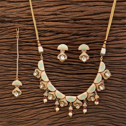 Antique Meenakari Necklace With Matte Gold Plating