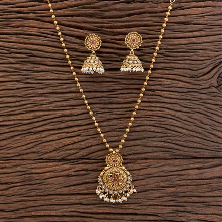 Antique Classic Pendant Set With Matte Gold Plating