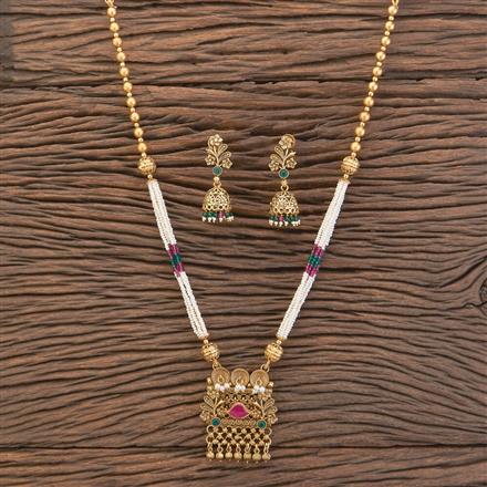 Antique Mala Pendant Set With Gold Plating