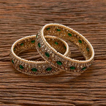 Antique Reverse Ad Stone Bangles With Mehndi Plating
