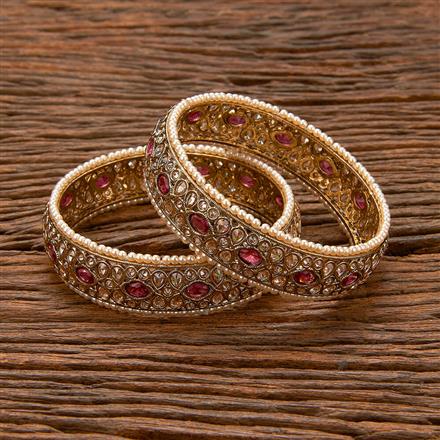 Antique Reverse Ad Stone Bangles With Mehndi Plating