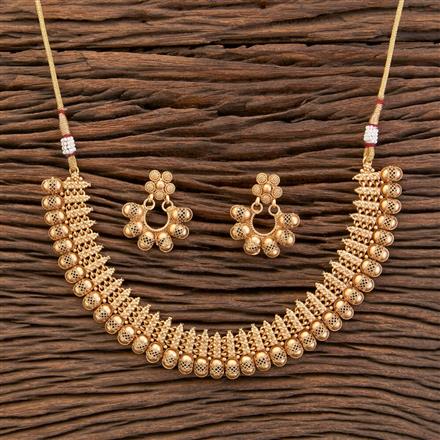 Antique Plain Matte Gold Necklace With Matte Gold Plating