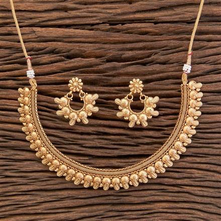 Antique Plain Matte Gold Necklace With Matte Gold Plating