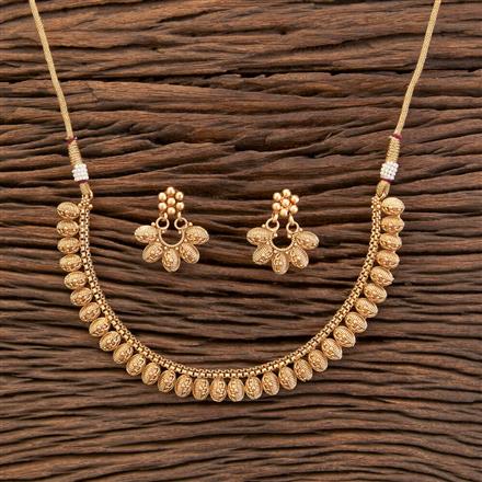 Antique Plain Matte Gold Necklace With Matte Gold Plating