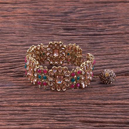 Antique Adjustable Bracelet With Mehndi Plating