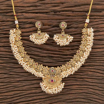 Antique Pearl Necklace With Gold Plating