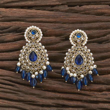 Antique Reverse Ad Stone Earring With Mehndi Plating
