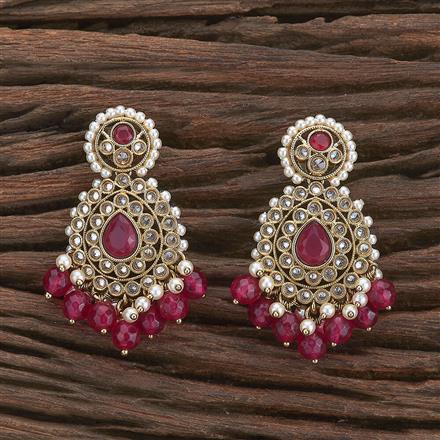 Antique Reverse Ad Stone Earring With Mehndi Plating