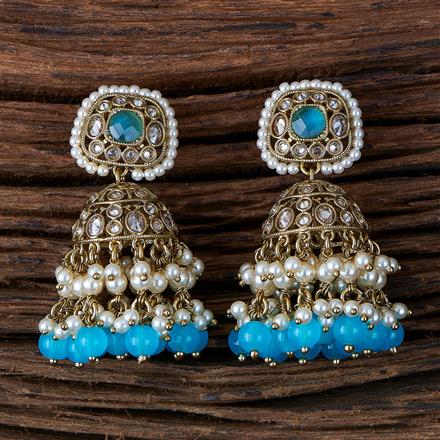 Antique Pearl Earring With Mehndi Plating