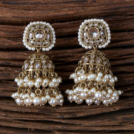 Antique Pearl Earring With Mehndi Plating