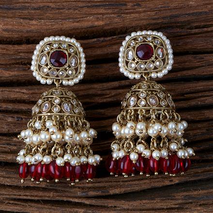 Antique Pearl Earring With Mehndi Plating