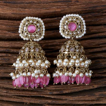 Antique Pearl Earring With Mehndi Plating