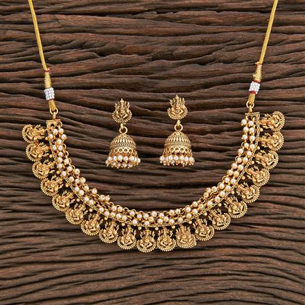 Antique Temple Necklace With Matte Gold Plating