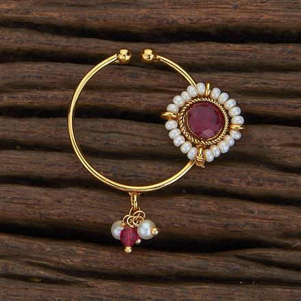 Antique Moti Nose Ring With Gold Plating