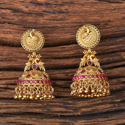 Antique Temple Earring With Matte Gold Plating