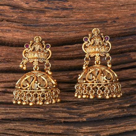 Antique Temple Earring With Matte Gold Plating