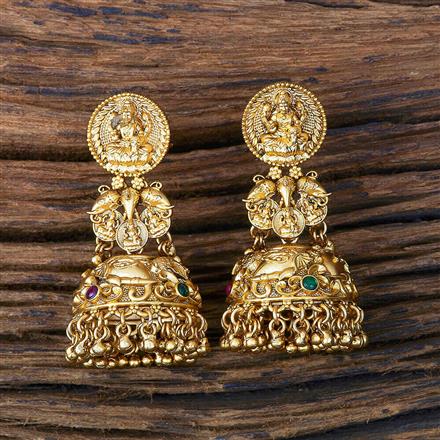 Antique Temple Earring With Matte Gold Plating