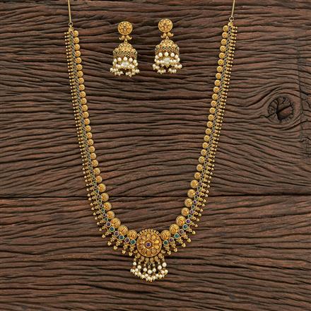 Antique South Indian Necklace With Matte Gold Plating