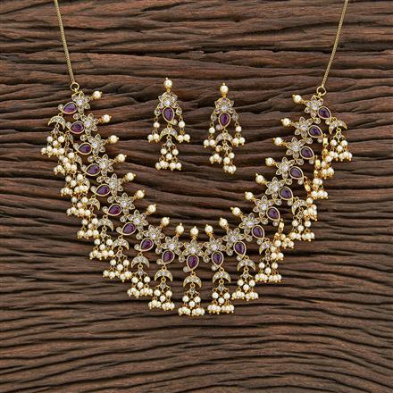 Antique South Indian Necklace With Matte Gold Plating