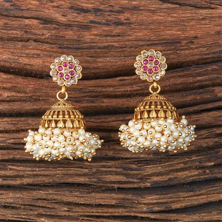Antique Pearl Jhumki With Gold Plating
