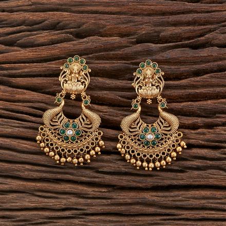 Antique Peacock Earring With Matte Gold Plating