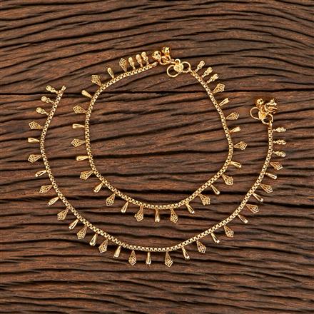 Antique Plain Gold Payal With Gold Plating