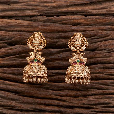Antique Jhumki With Matte Gold Plating