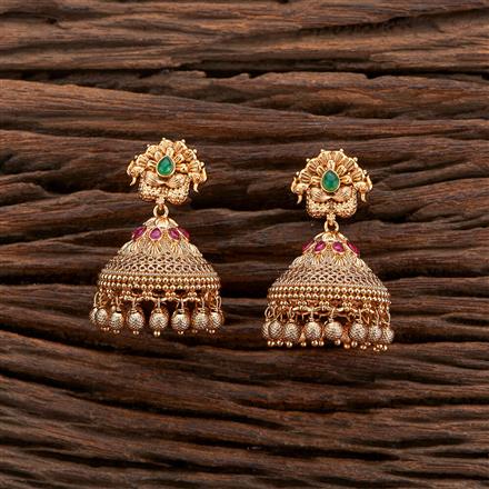 Antique Peacock Earring With Matte Gold Plating