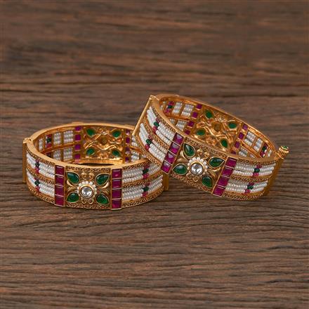 Antique Moti Bangles With Matte Gold Plating