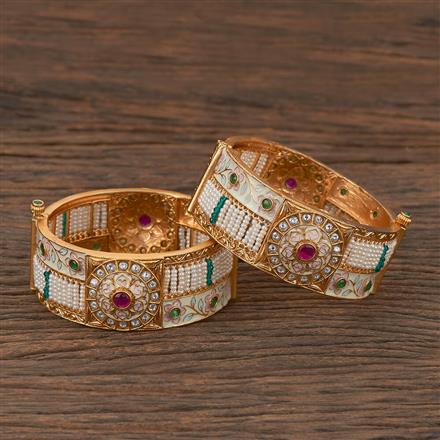 Antique Meenakari Bangles With Matte Gold Plating